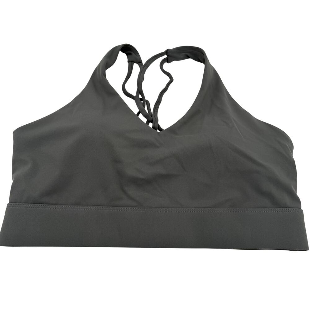 Golftini Gray Halter Strappy Sports Bra Size Large Cute Strappy Back